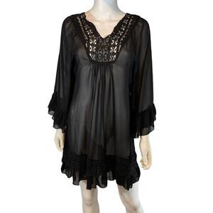 Mariarerio Sheer Ruffle Night Gown